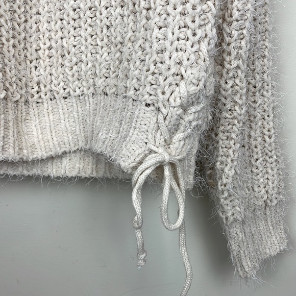 Woven Heart || Knitted Sweater Crewneck with Ties on Waist; Size Small - Picture 3 of 14